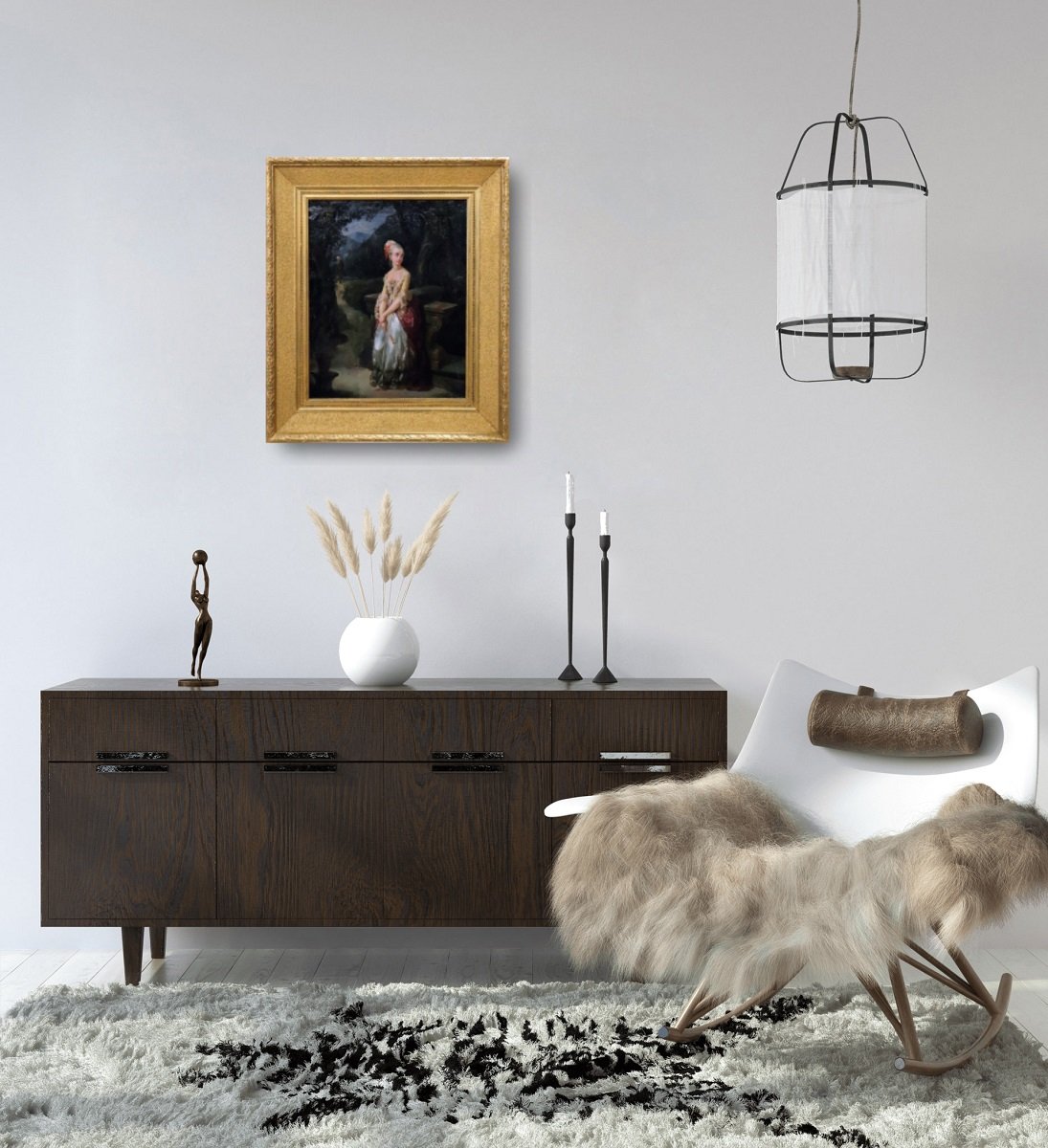 Scena romantica, dipinto a olio, Italia XIX secolo-photo-4