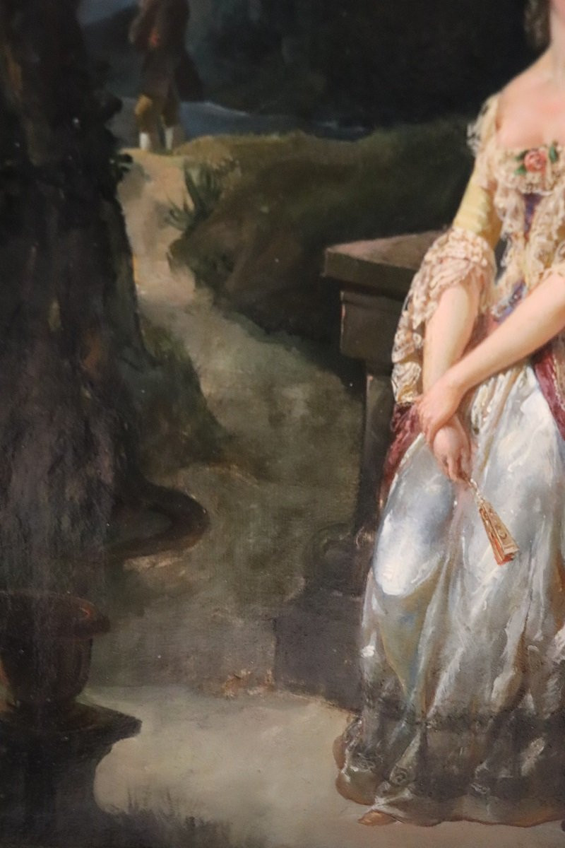 Scena romantica, dipinto a olio, Italia XIX secolo-photo-4