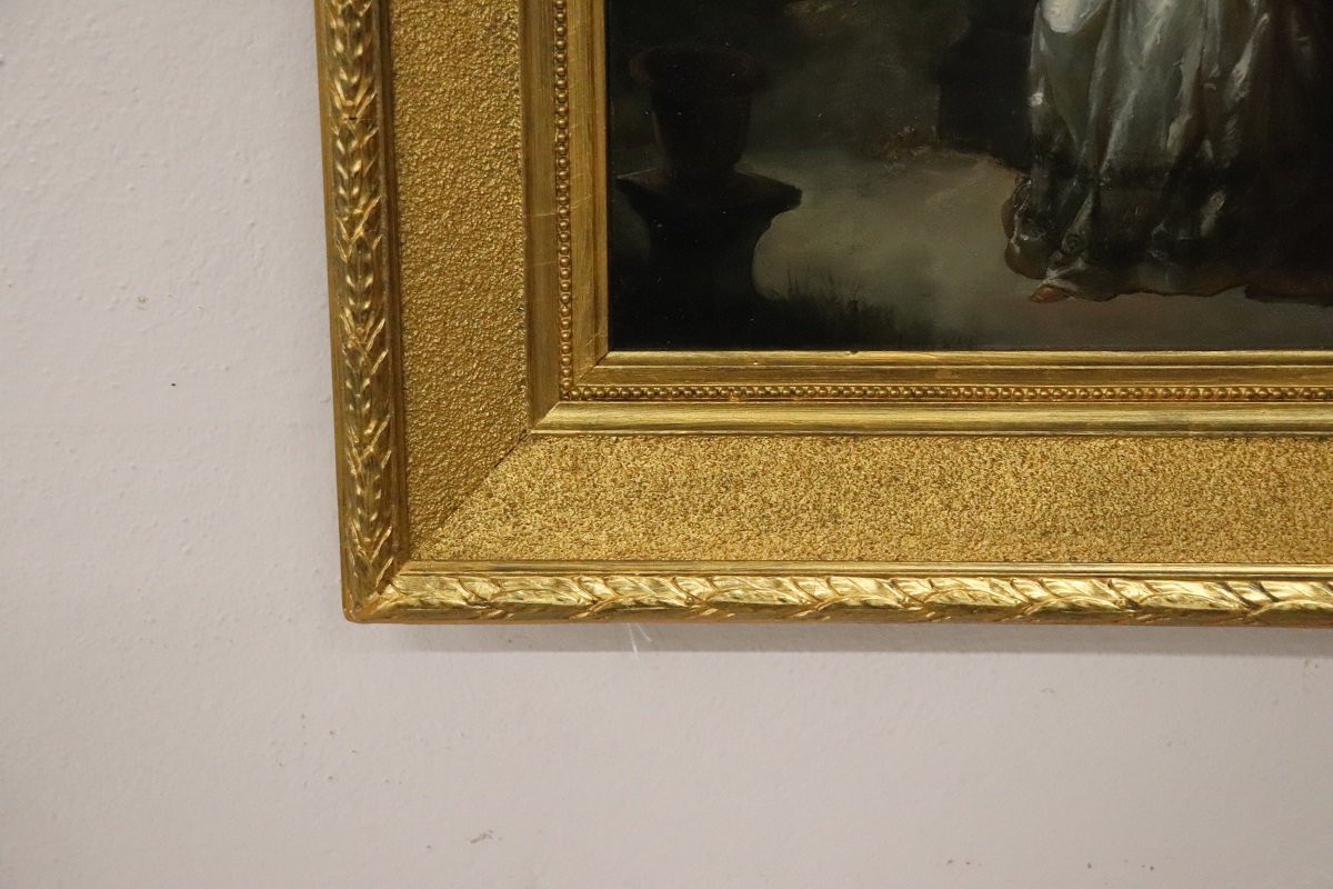 Scena romantica, dipinto a olio, Italia XIX secolo-photo-5