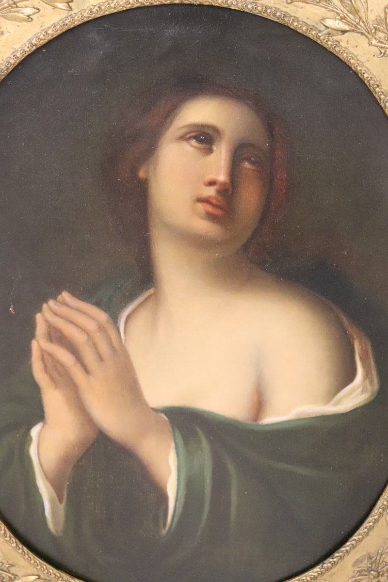 Dipinto ad olio su tela, Maria Maddalena in preghiera, XIX secolo-photo-2