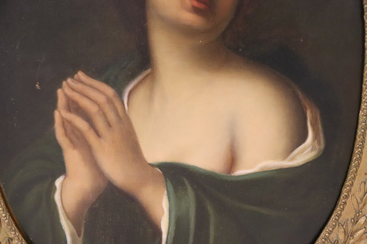 Dipinto ad olio su tela, Maria Maddalena in preghiera, XIX secolo-photo-3