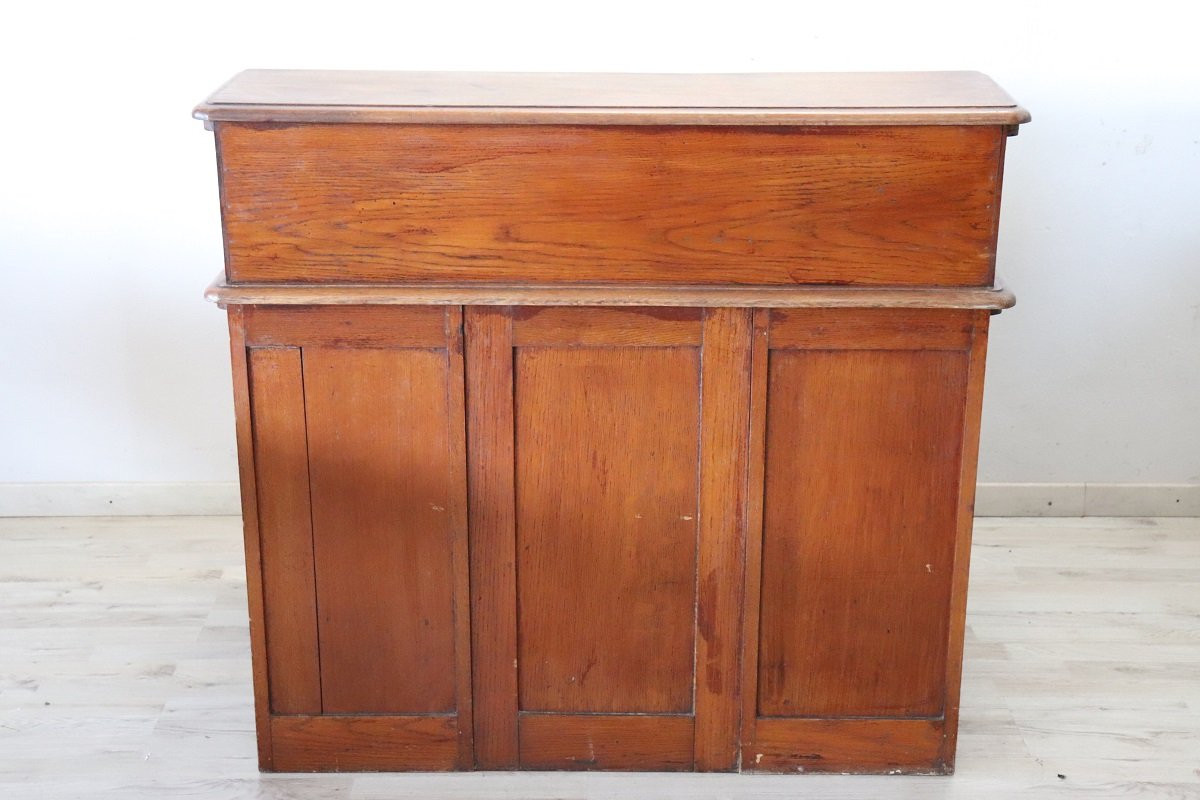 Scrivania con piano a rullo in legno di rovere, Italia, inizio XX secolo-photo-6