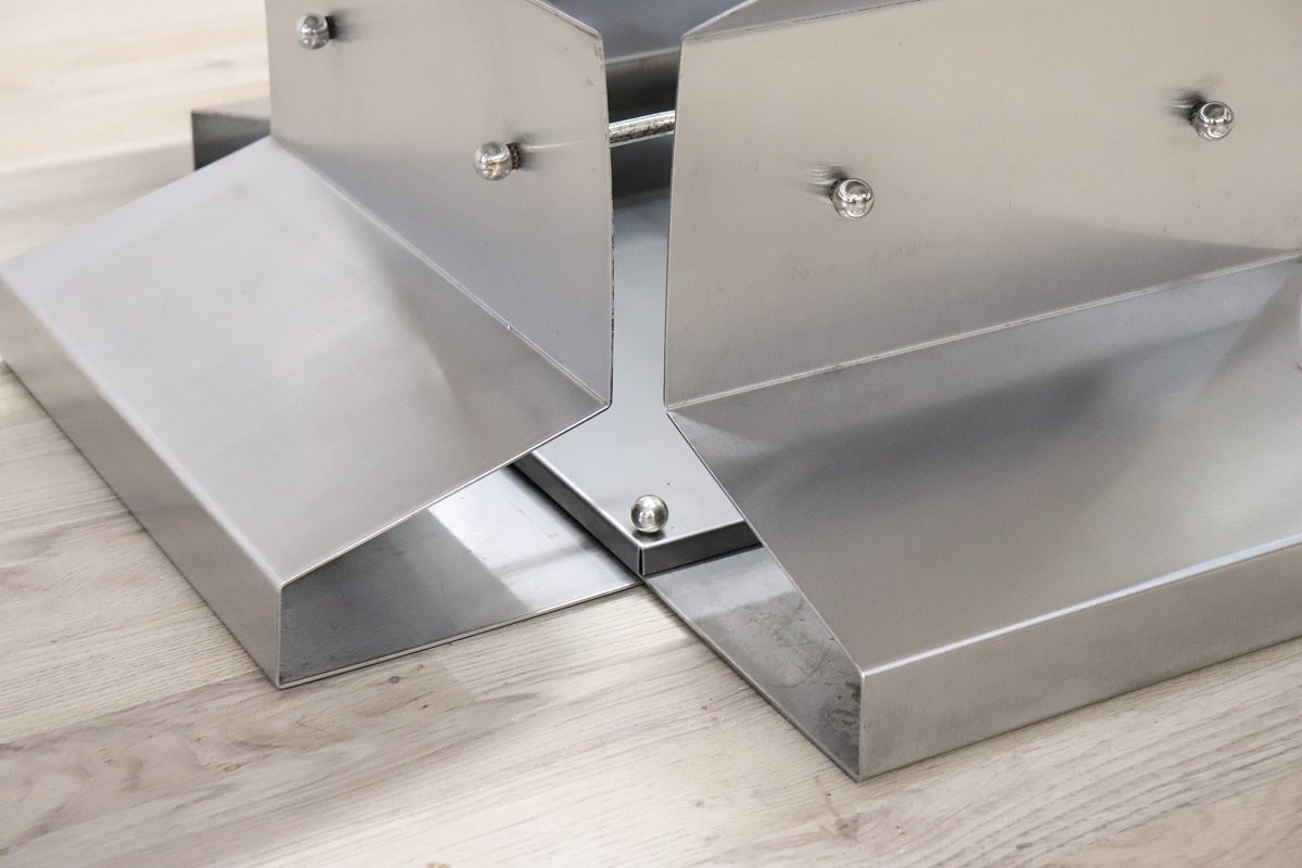 Tavolino quadrato in acciaio e vetro, Italia anni '70-photo-2