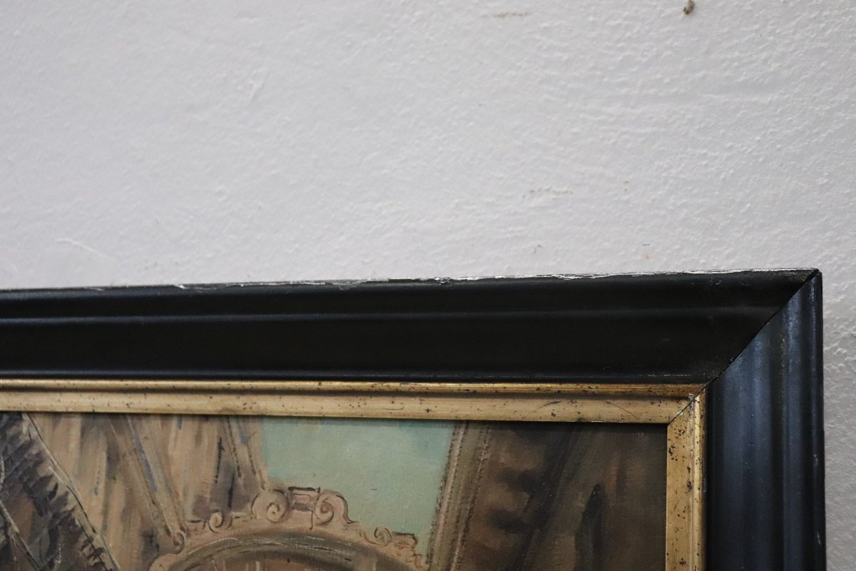 Venezia, Ponte dei Sospiri, Dipinto ad olio su tela, Italia XX secolo, Firmato C. Rizzi-photo-3