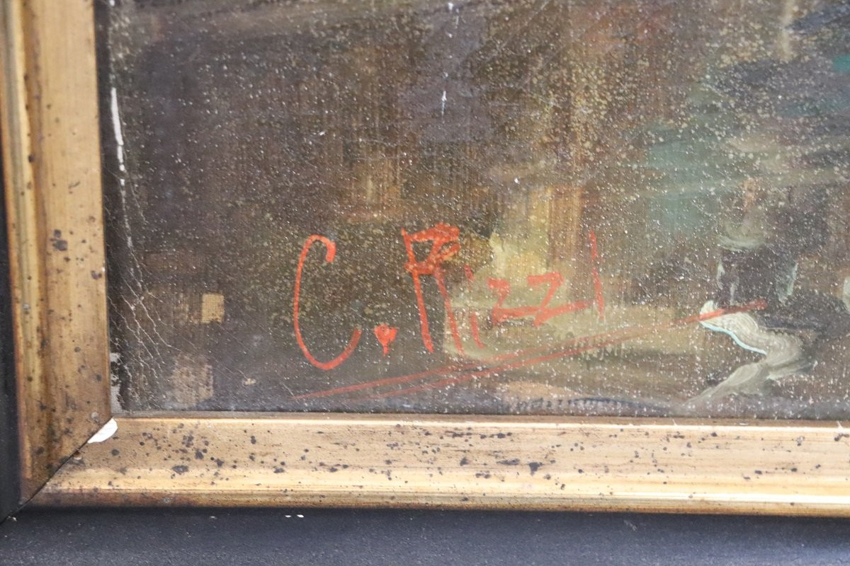 Venezia, Ponte dei Sospiri, Dipinto ad olio su tela, Italia XX secolo, Firmato C. Rizzi-photo-4