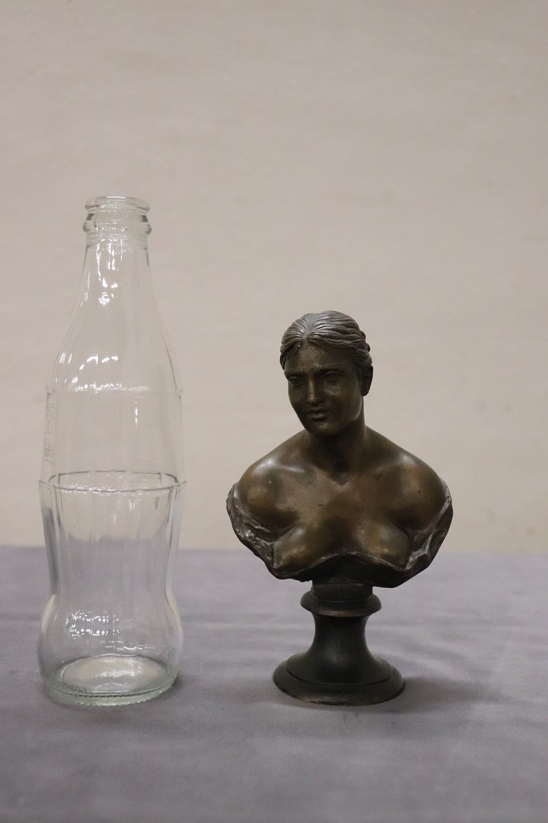 Piccolo busto di giovane donna in bronzo, Italia, firmato Gemito-photo-2