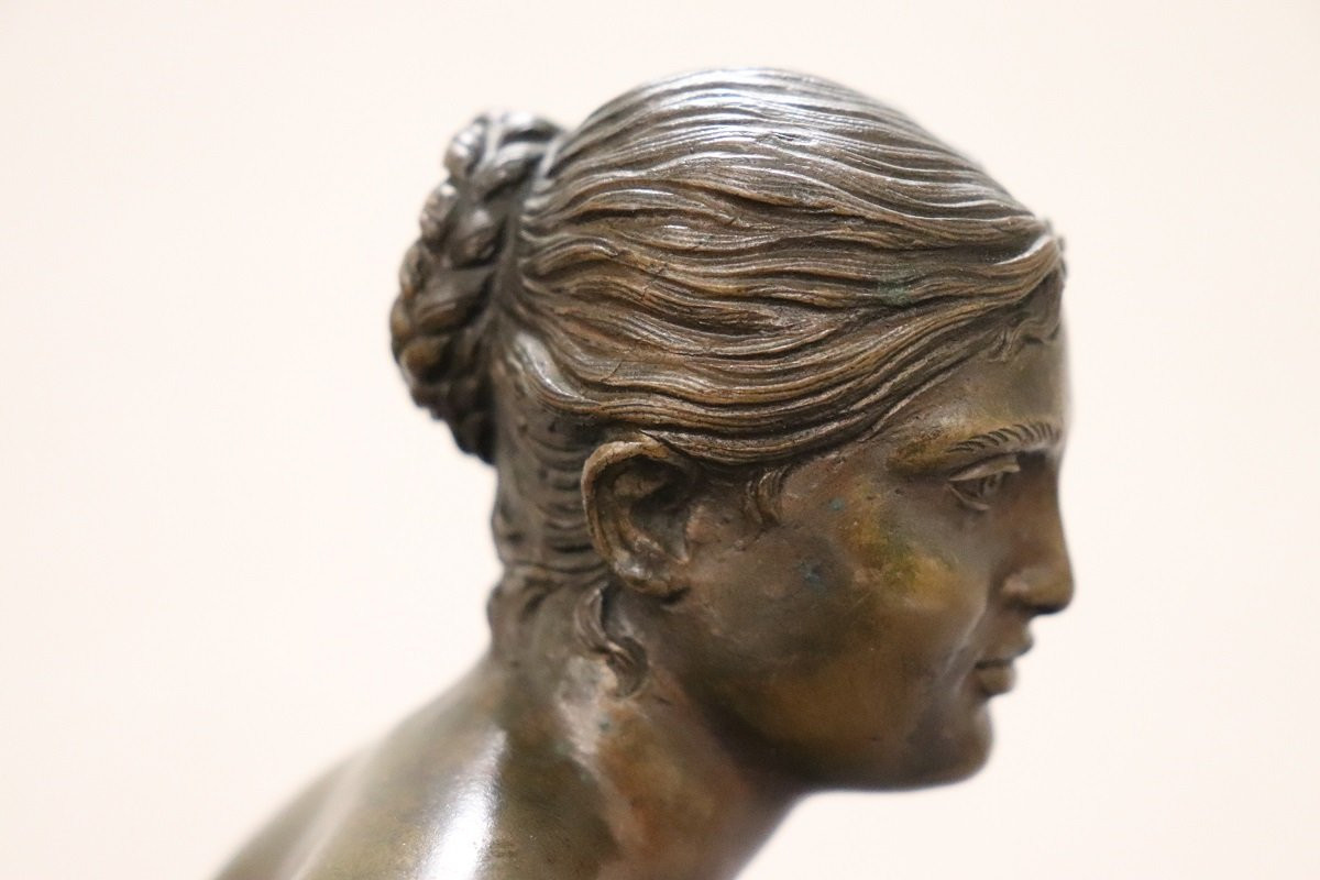 Piccolo busto di giovane donna in bronzo, Italia, firmato Gemito-photo-7
