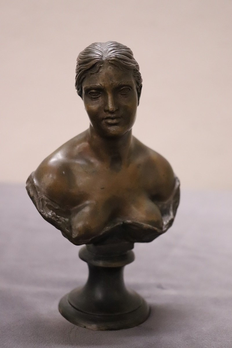 Piccolo busto di giovane donna in bronzo, Italia, firmato Gemito-photo-8