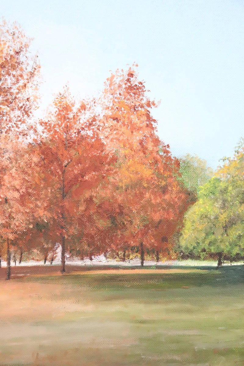 Paesaggio autunnale, olio su cartone telato, Italia XX secolo-photo-3