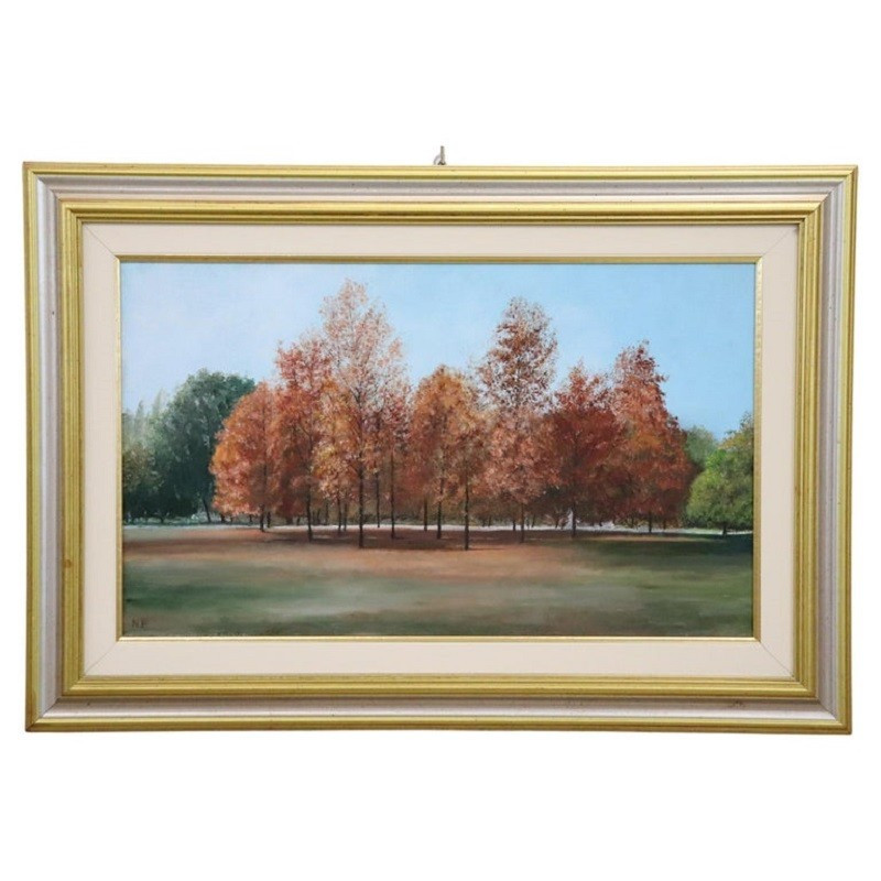 Paesaggio autunnale, olio su cartone telato, Italia XX secolo