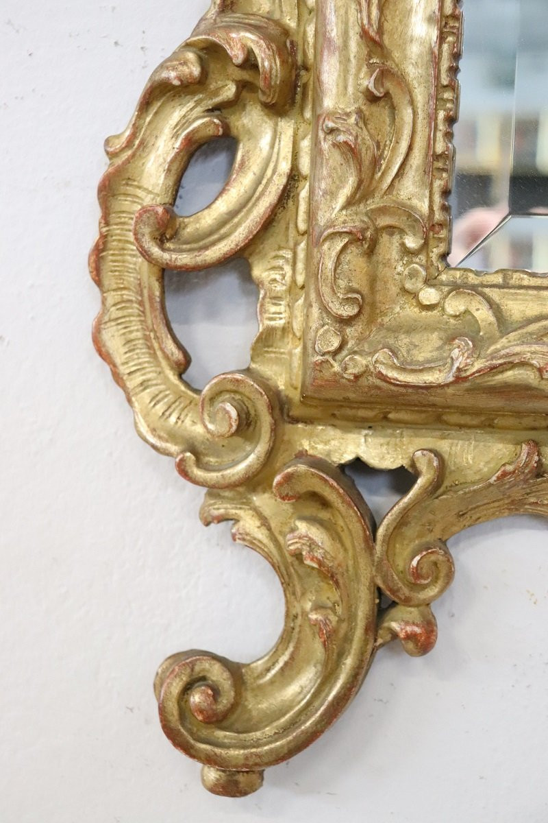 Specchio da parete in legno intagliato e dorato in stile Luigi XVI, Italia inizio XX secolo-photo-6