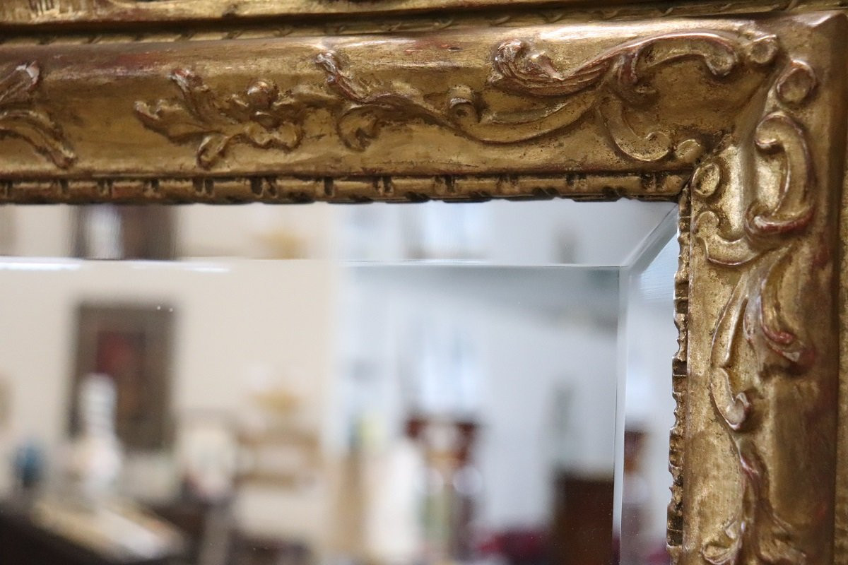 Specchio da parete in legno intagliato e dorato in stile Luigi XVI, Italia inizio XX secolo-photo-7