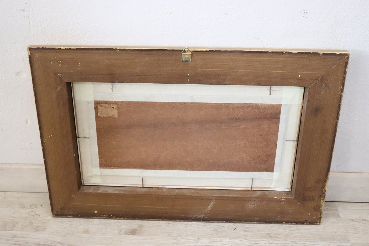 Veduta del Golfo di Napoli, dipinto a olio su tavola, Italia, inizio XX secolo, firmato-photo-7