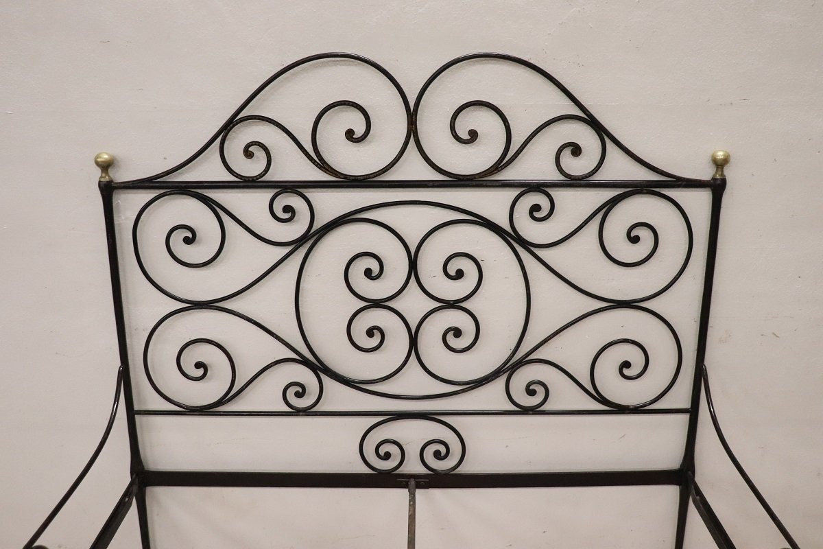Letto matrimoniale antico in ferro battuto, Italia XIX secolo-photo-3