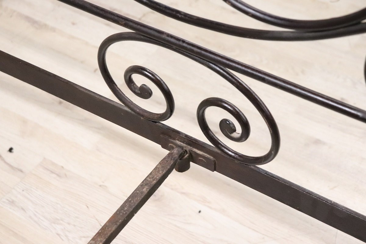 Letto matrimoniale antico in ferro battuto, Italia XIX secolo-photo-4