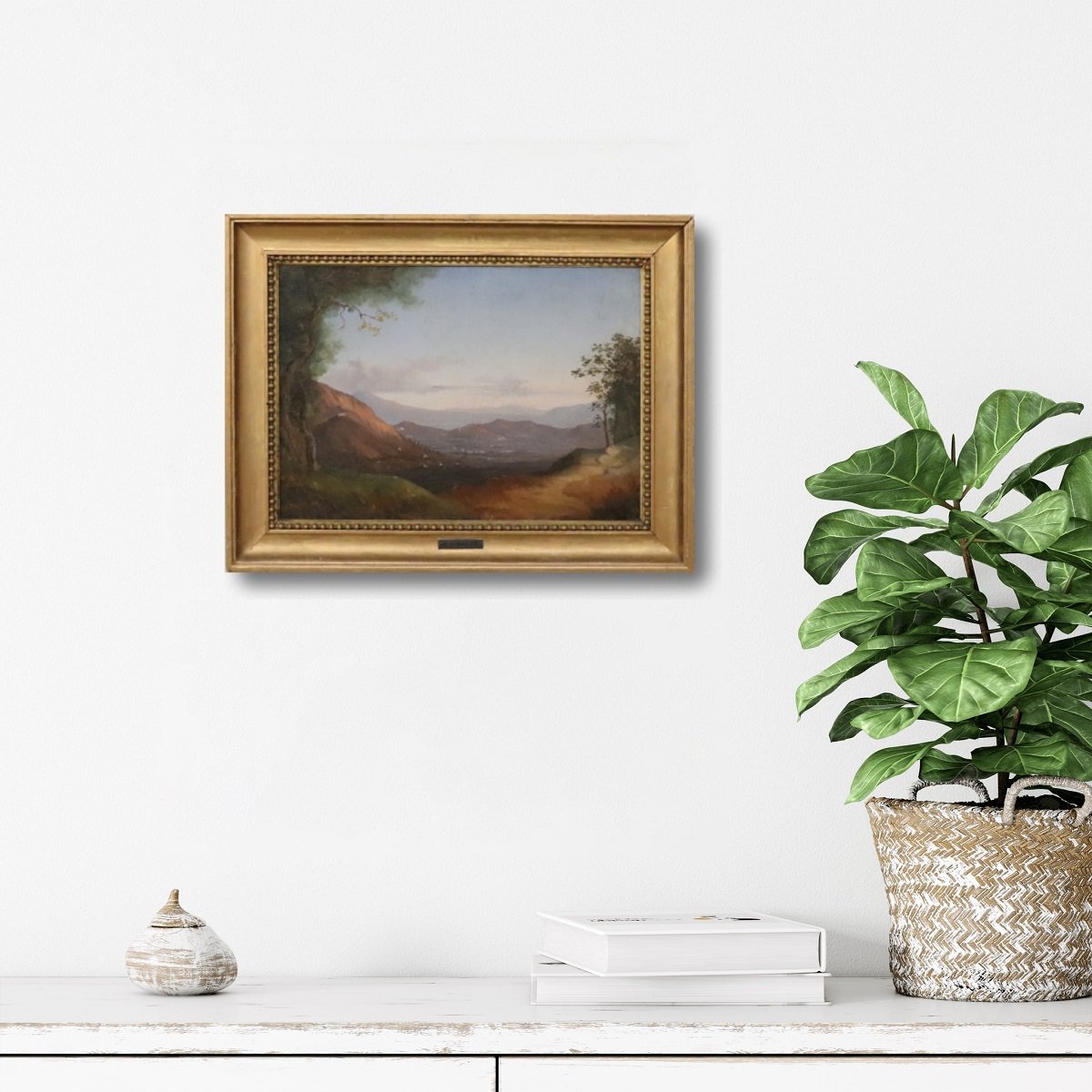 Veduta panoramica di Napoli, dipinto olio su tela, Italia, XIX secolo-photo-4