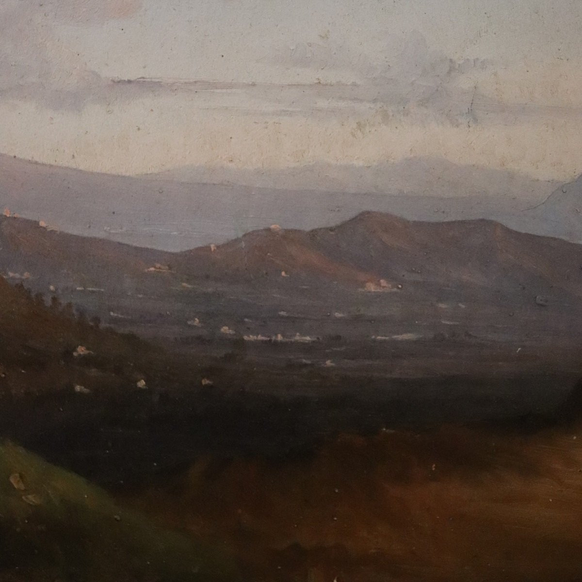 Veduta panoramica di Napoli, dipinto olio su tela, Italia, XIX secolo-photo-2