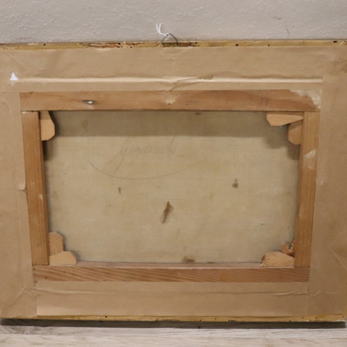 Veduta panoramica di Napoli, dipinto olio su tela, Italia, XIX secolo-photo-7