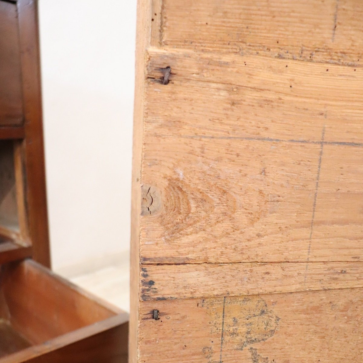 Cassettiera antica in noce massello, Italia XIX secolo-photo-6