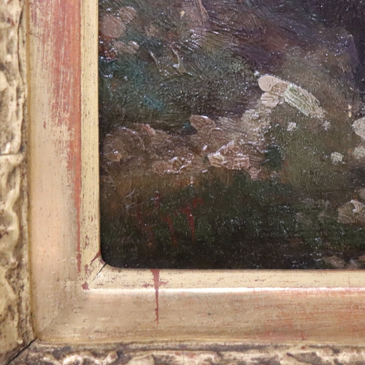 Paesaggio montano, dipinto a olio su tavola-photo-3