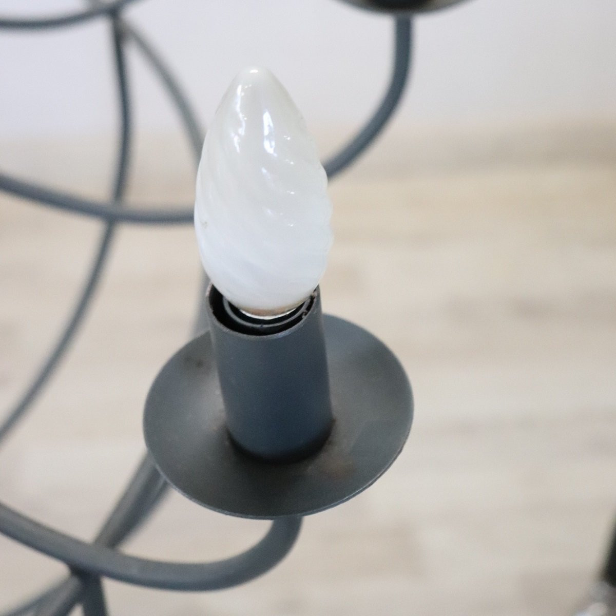 Lampadario vintage di grandi dimensioni in ferro, 12 luci-photo-4