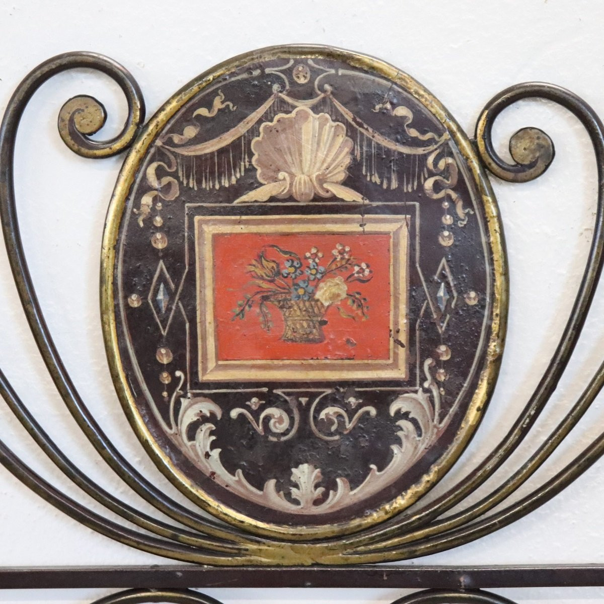 Coppia di testiere da letto antiche in ferro battuto, Italia, inizio XIX secolo-photo-4