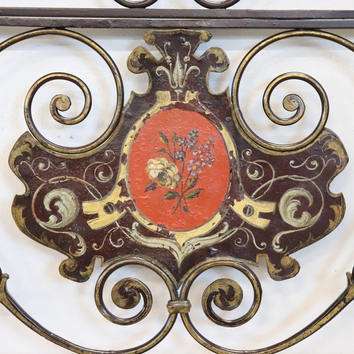 Coppia di testiere da letto antiche in ferro battuto, Italia, inizio XIX secolo-photo-5