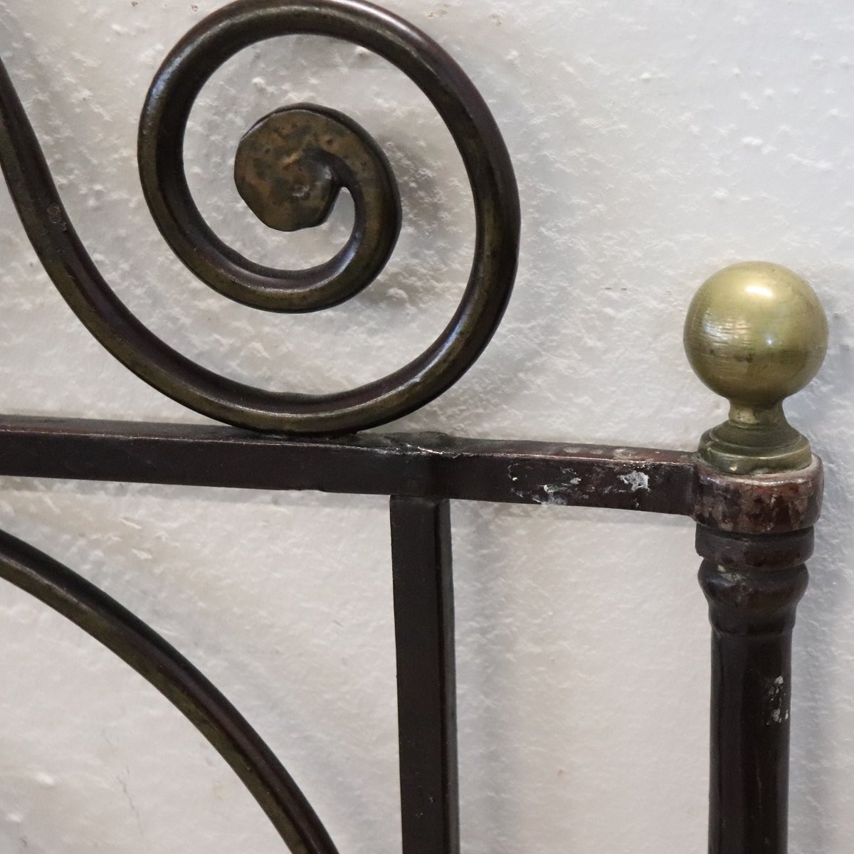 Coppia di testiere da letto antiche in ferro battuto, Italia, inizio XIX secolo-photo-6