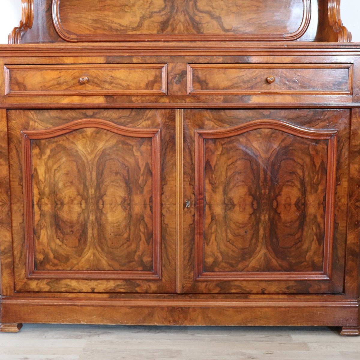 Credenza antica in radica di noce, Italia, metà del XIX secolo-photo-3