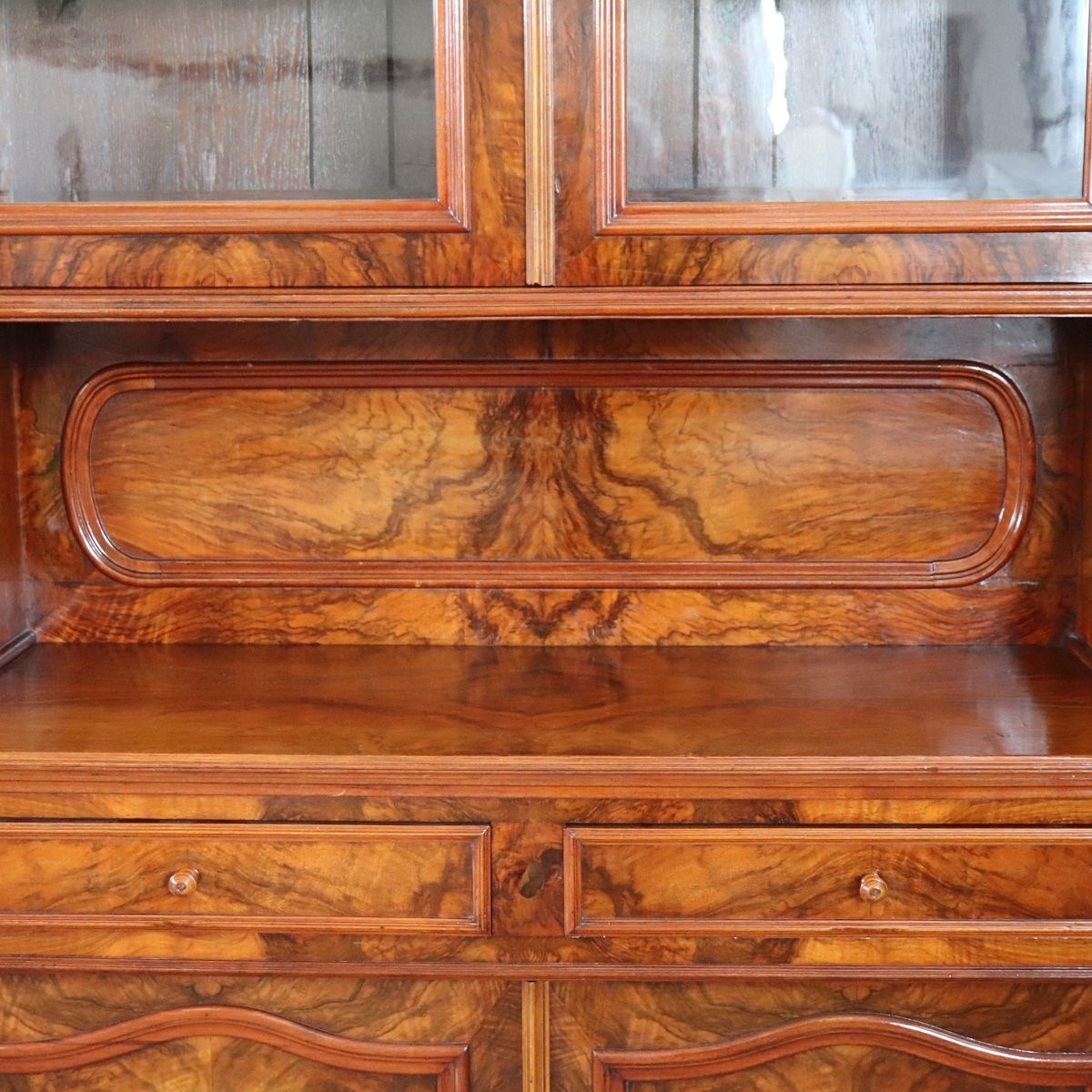 Credenza antica in radica di noce, Italia, metà del XIX secolo-photo-4