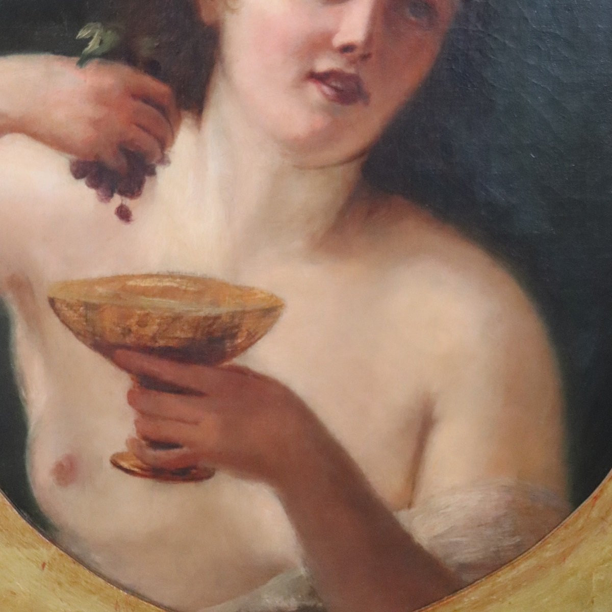 Figura mitologica di Menade, dipinto ad olio su tela, Italia, XIX secolo.-photo-2