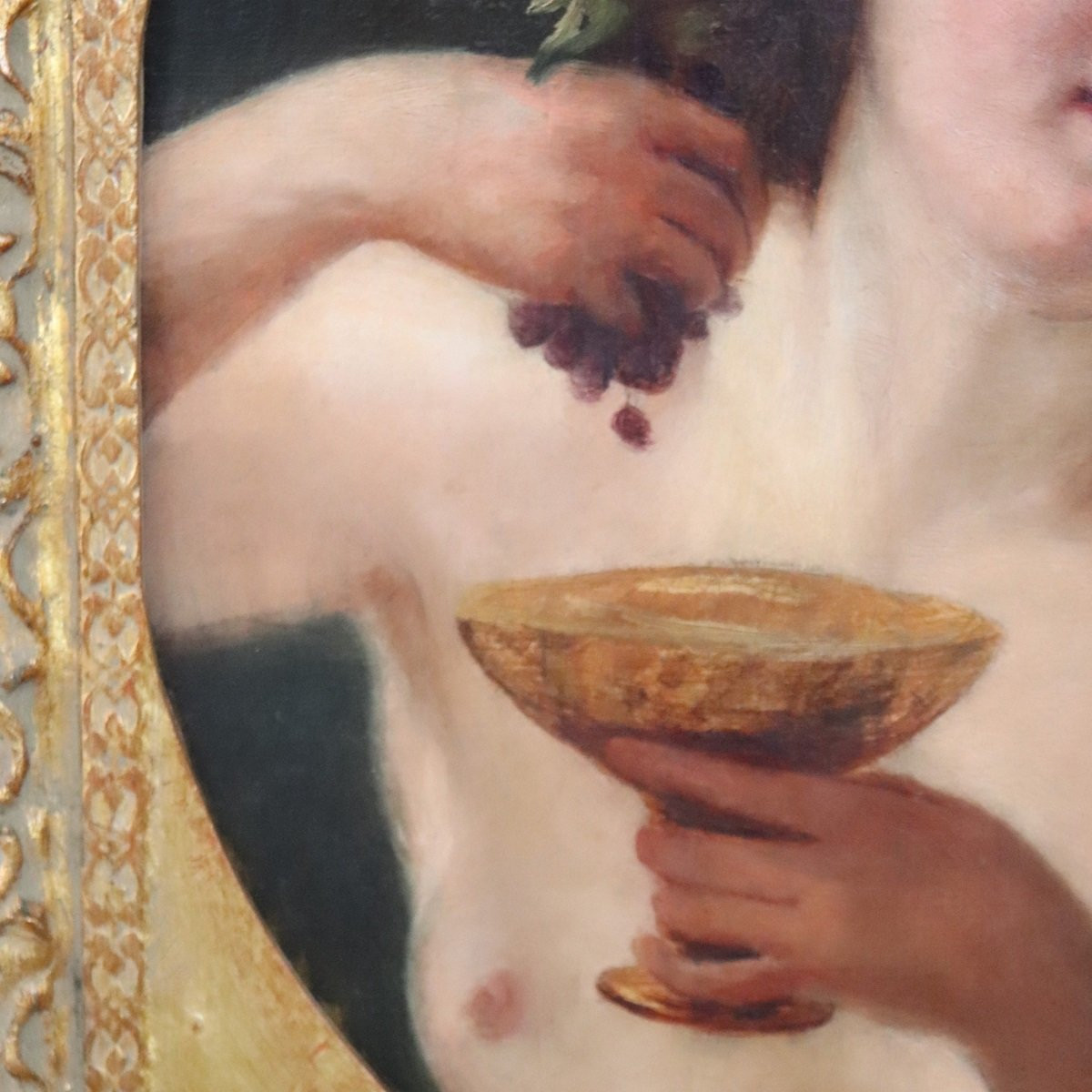 Figura mitologica di Menade, dipinto ad olio su tela, Italia, XIX secolo.-photo-3