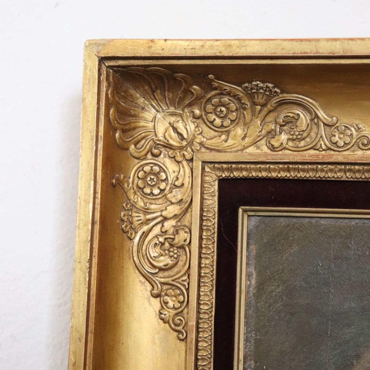 Ragazza sdraiata, dipinto olio su tavola firmato A. villa, Italia fine XIX secolo-photo-7