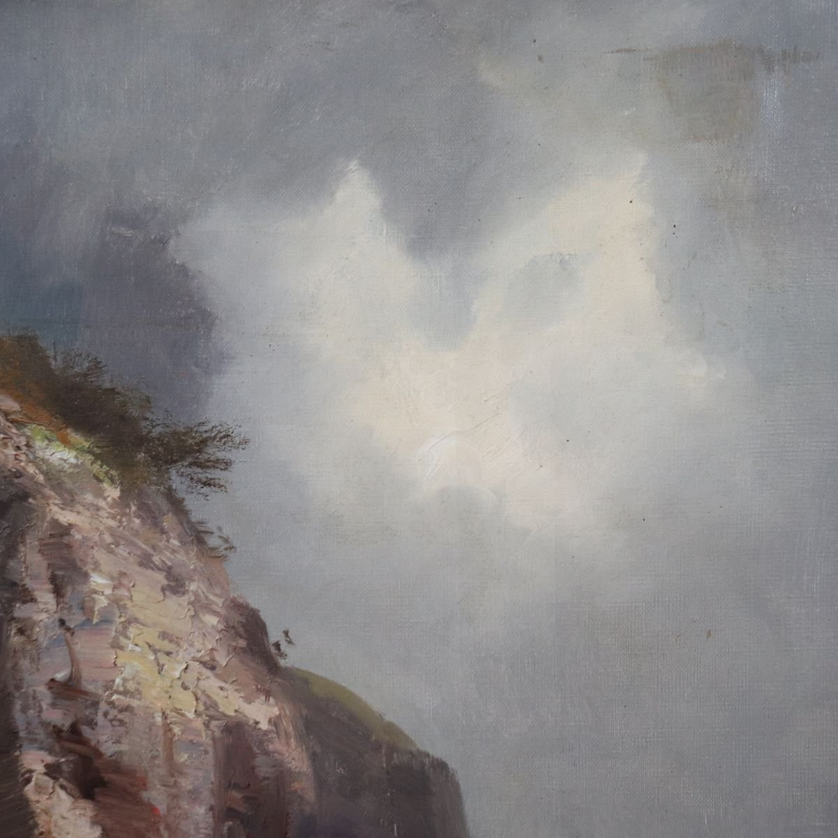 Paesaggio marino con scogliera, olio su tela, Italia, XX secolo-photo-3