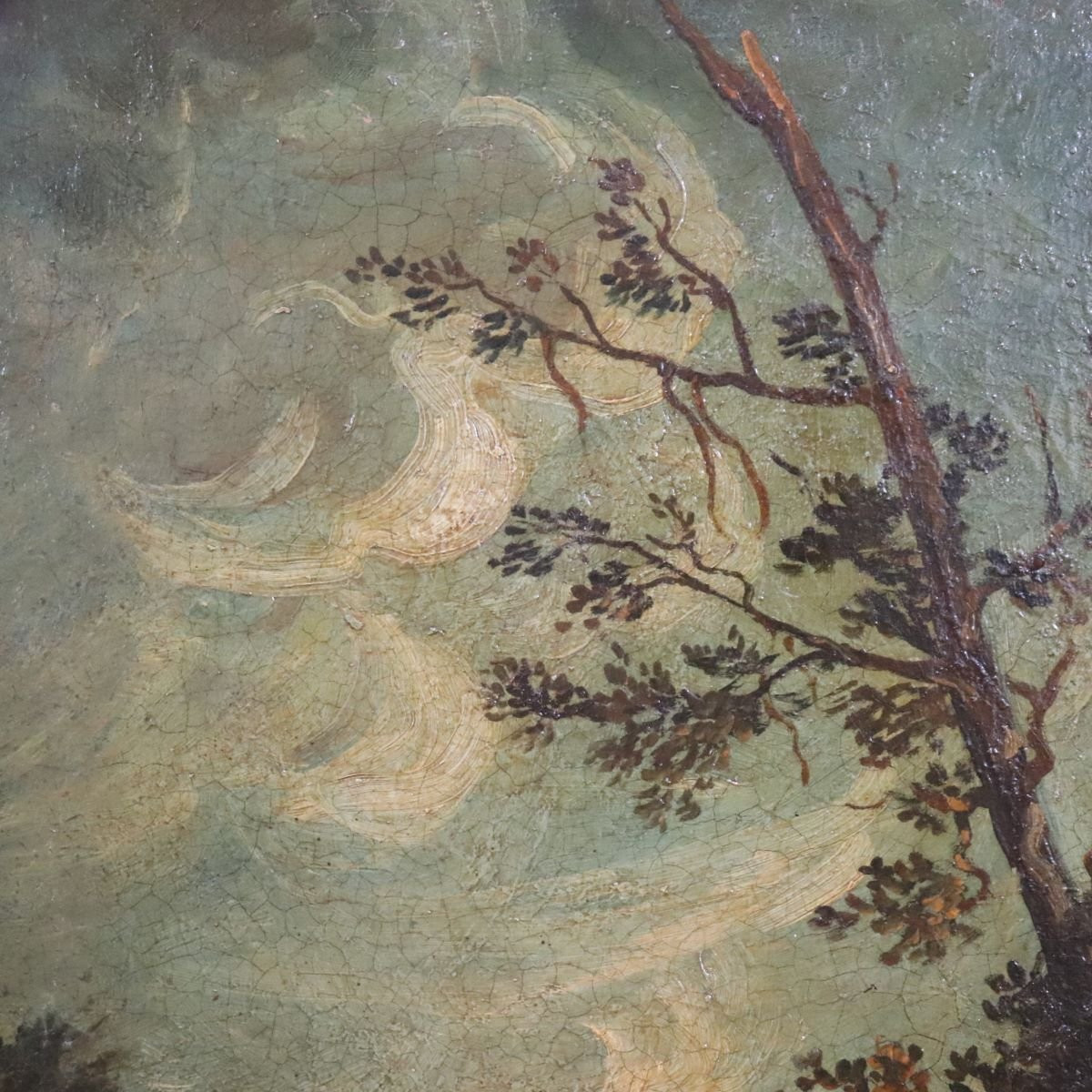 Paesaggio fluviale, dipinto ad olio su tela, Italia, XIX secolo-photo-4