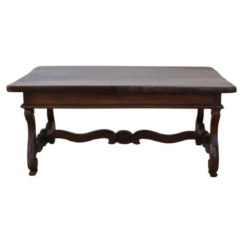 Tavolino da salotto in noce massello, Italia, inizio XX secolo restaurato