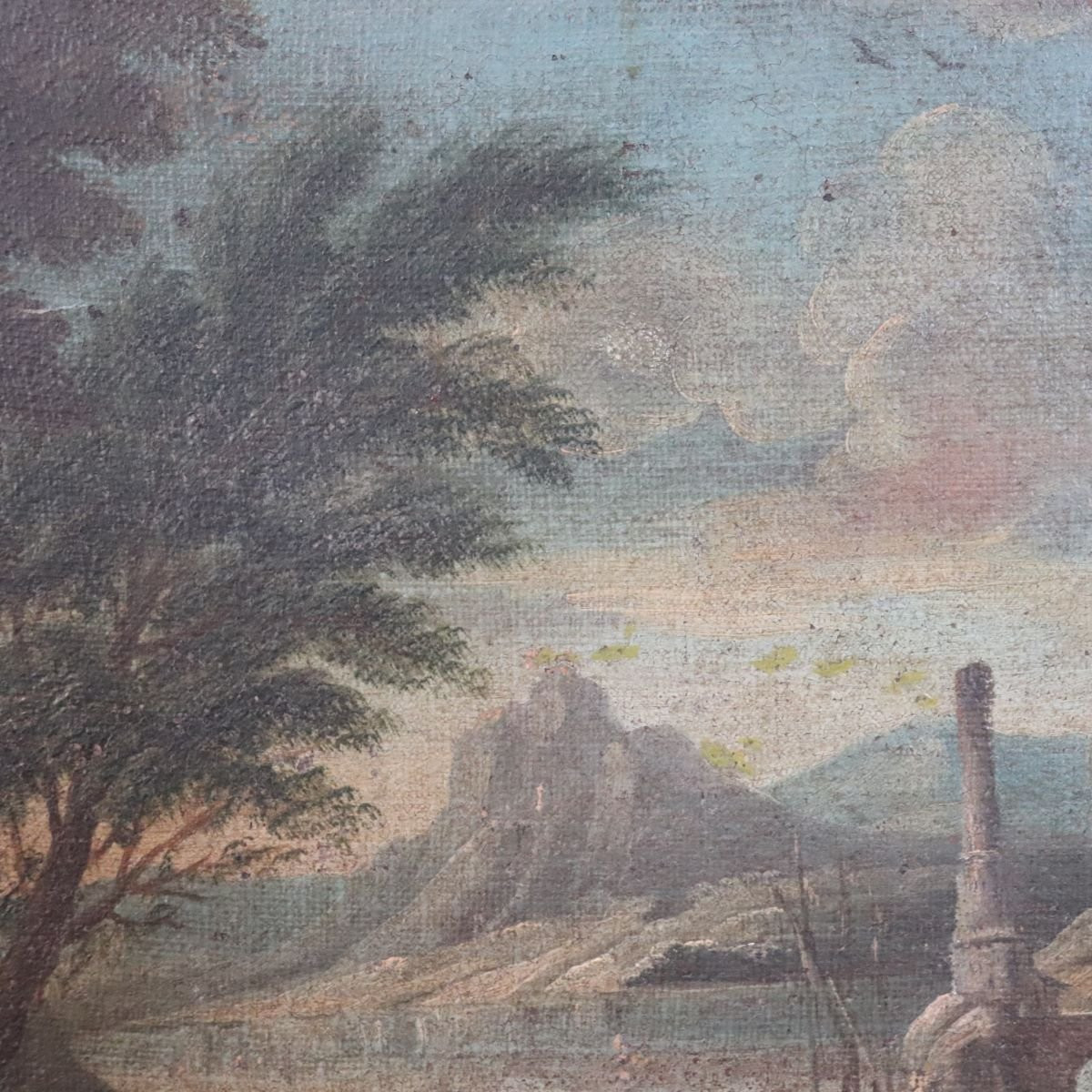 Paesaggio costiero, dipinto ad olio su tela, Italia XVIII secolo-photo-4