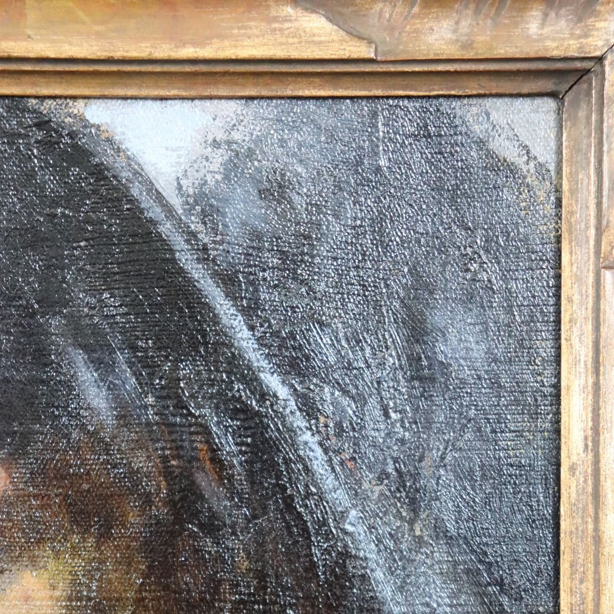 Giovane donna con cappello, olio su tela, Giovanni Beltrami fine XIX secolo-photo-2