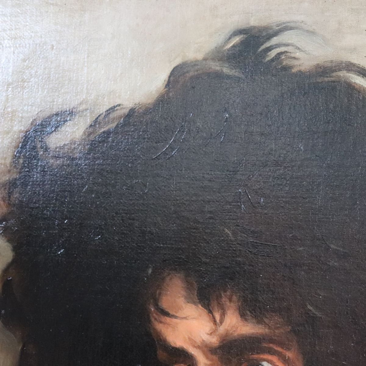 Dipinto ad olio su tela, ritratto maschile, firmato M. Marinelli e datato 1894-photo-2