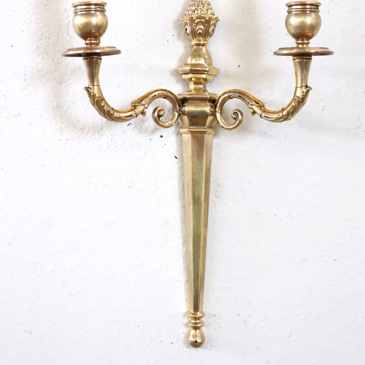 Set di 3 appliques in ottone dorato, Italia, fine XIX secolo-photo-3