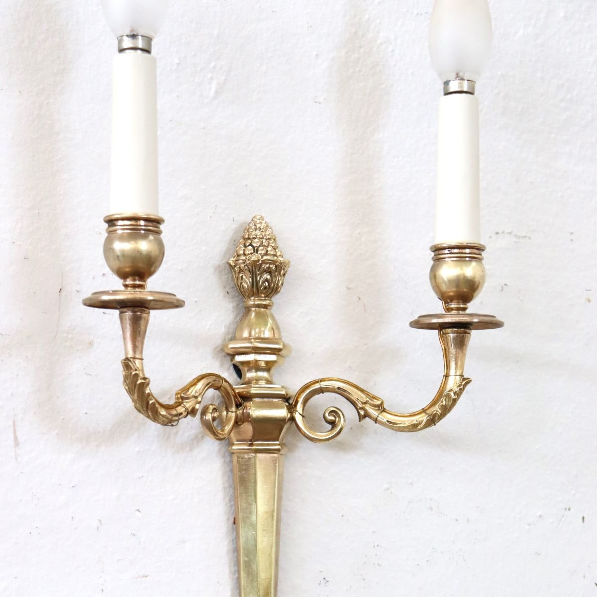 Set di 3 appliques in ottone dorato, Italia, fine XIX secolo-photo-1