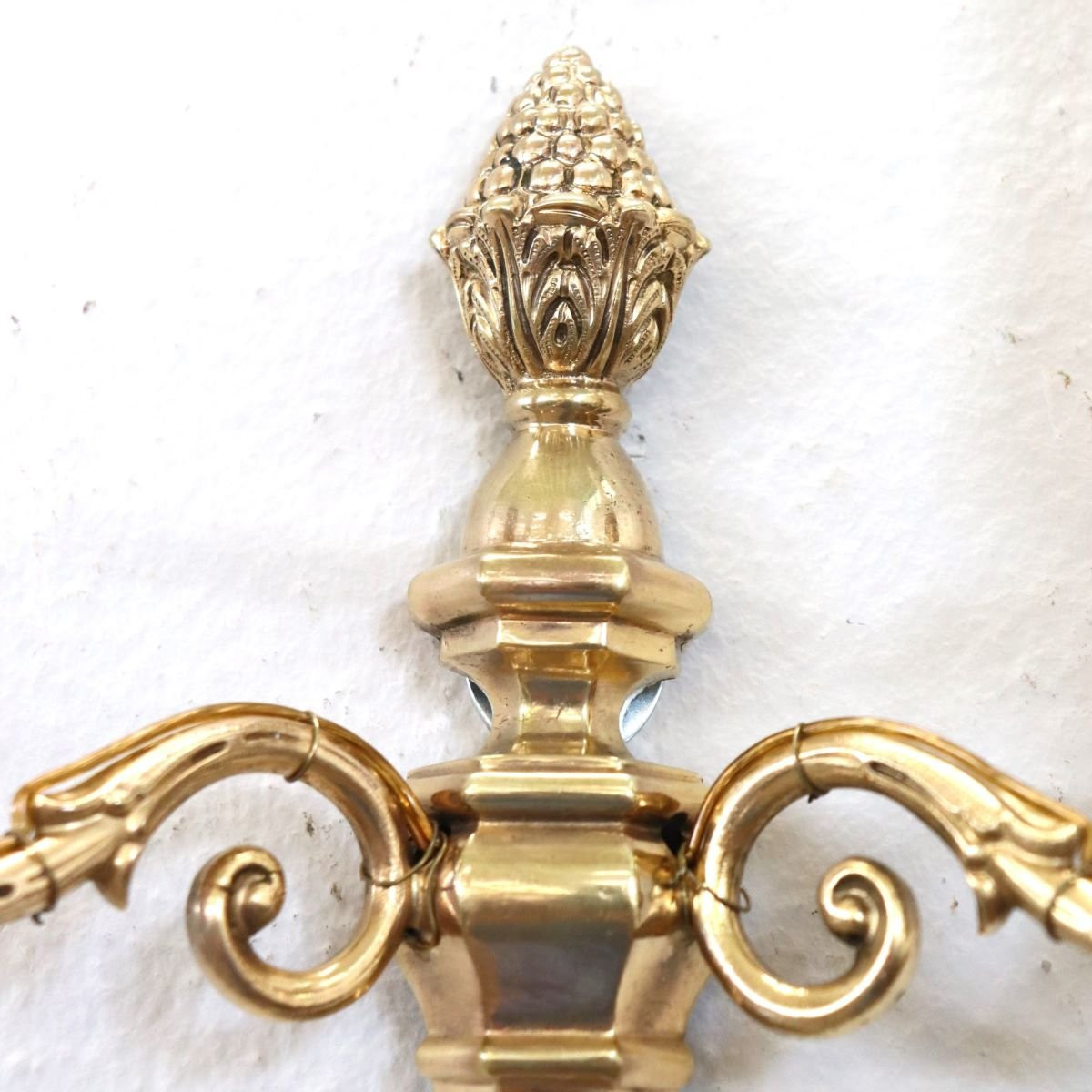 Set di 3 appliques in ottone dorato, Italia, fine XIX secolo-photo-4