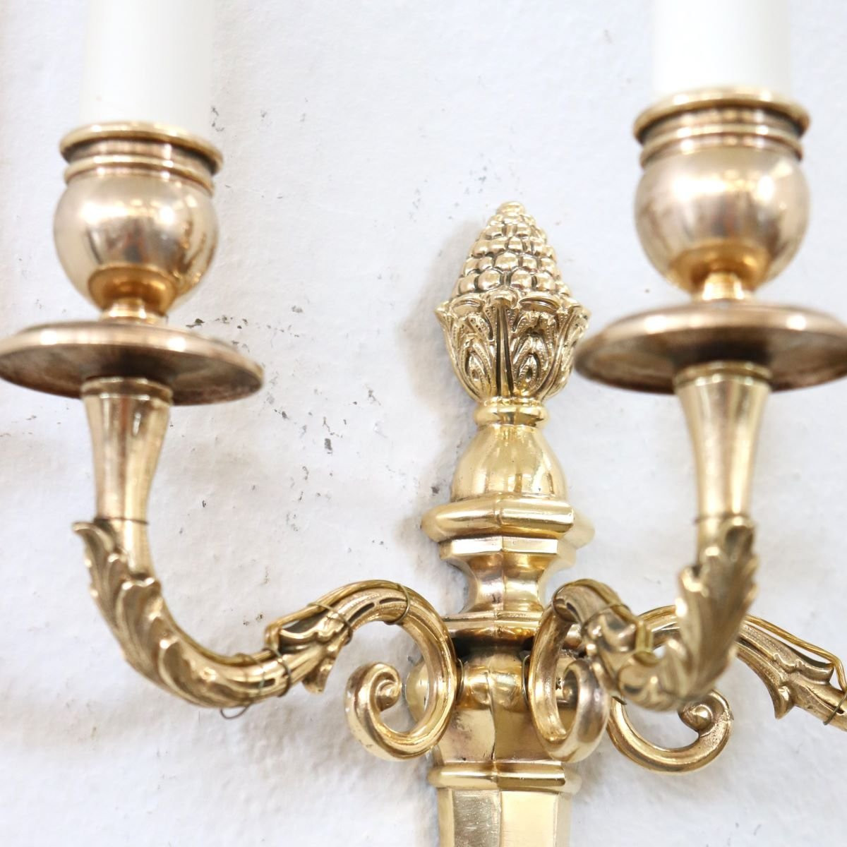 Set di 3 appliques in ottone dorato, Italia, fine XIX secolo-photo-6
