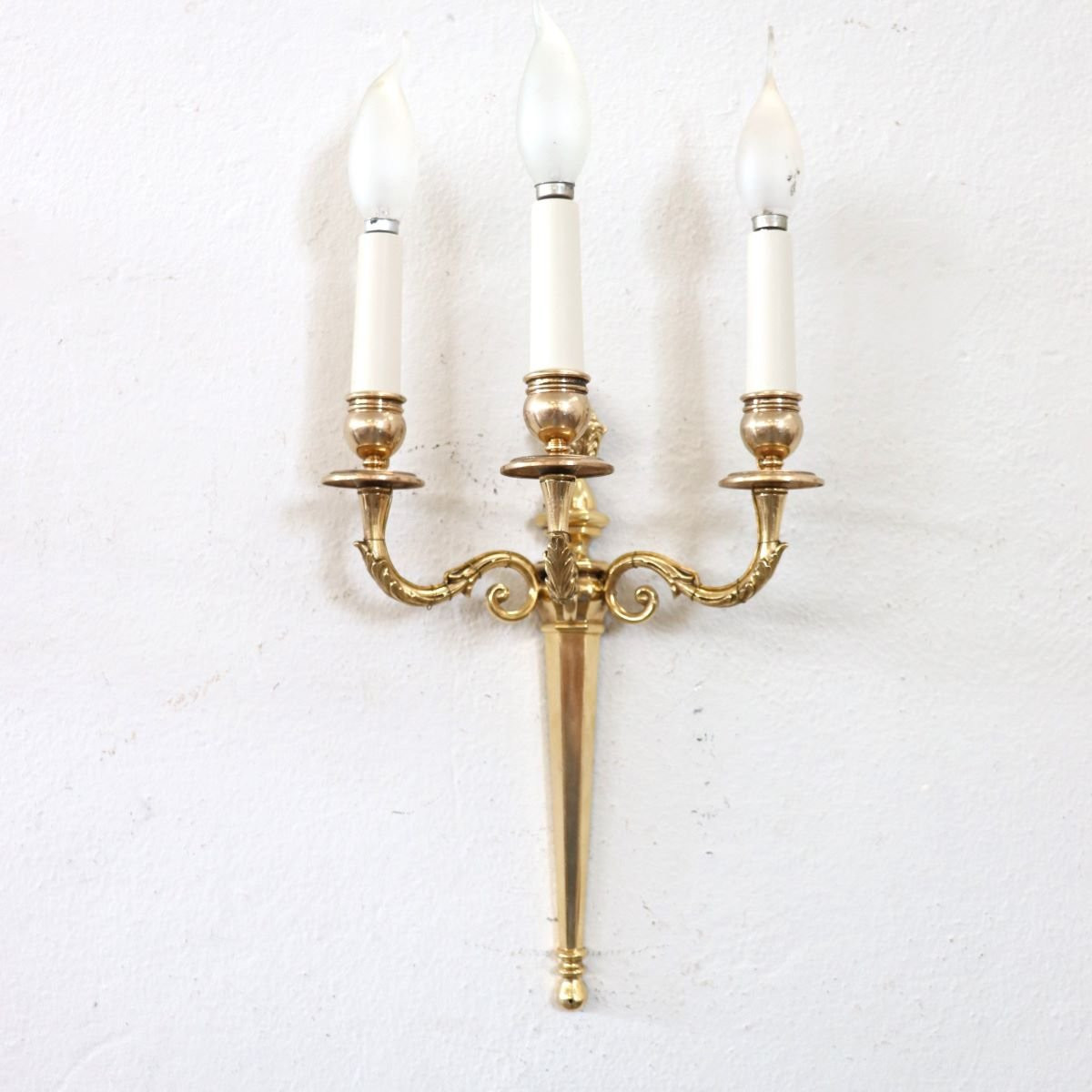 Set di 3 appliques in ottone dorato, Italia, fine XIX secolo-photo-8