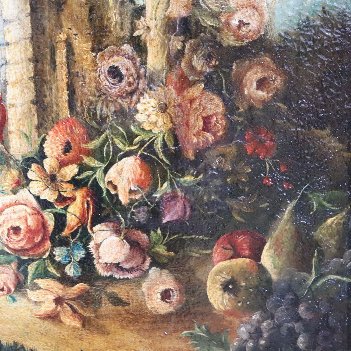 Natura morta antica, olio su tela, Italia, XIX secolo-photo-2