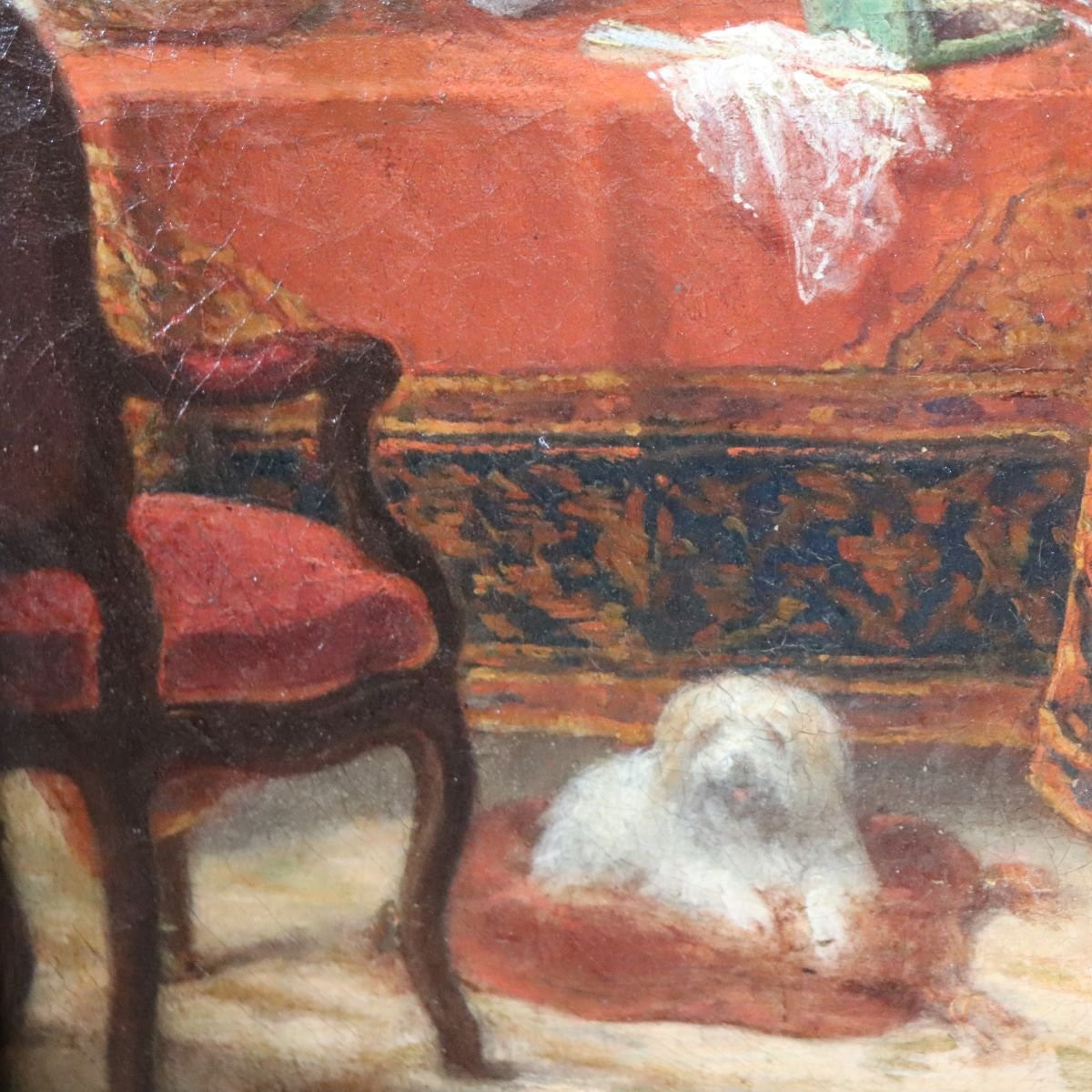Scena tra ragazze, olio su tela, Italia, XIX secolo-photo-3