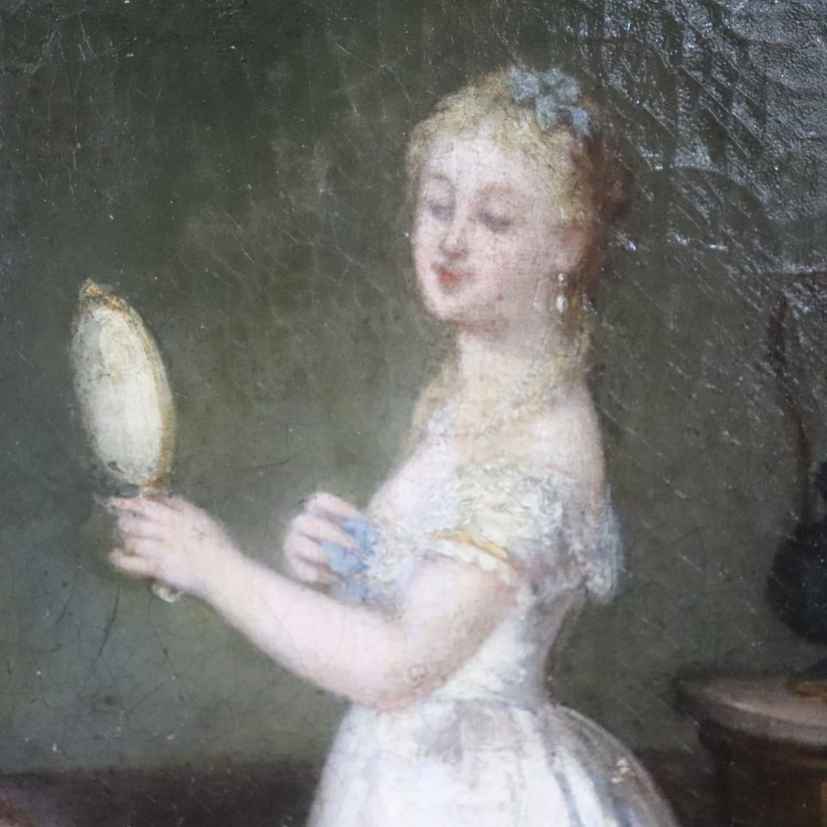 Scena tra ragazze, olio su tela, Italia, XIX secolo-photo-5