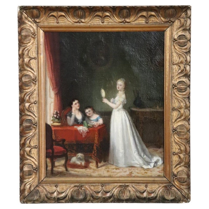 Scena tra ragazze, olio su tela, Italia, XIX secolo