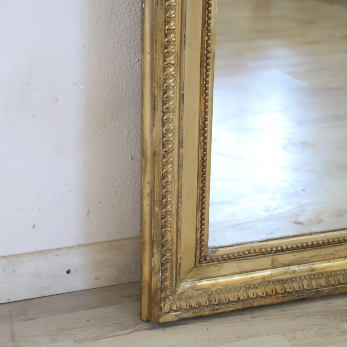 Grande specchio antico da parete in legno dorato, Italia, XIX secolo-photo-3
