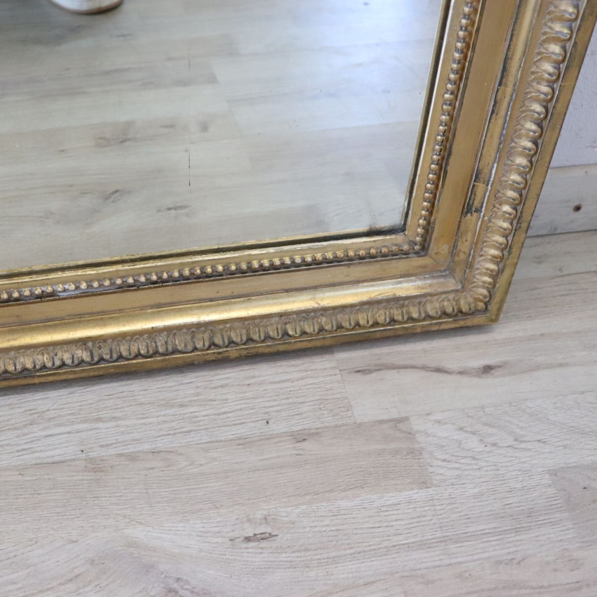 Grande specchio antico da parete in legno dorato, Italia, XIX secolo-photo-3